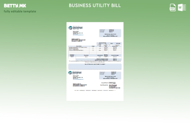 Модерен стил, шаблон за деловни сметки за комунални услуги Ајова Град Девенпорт